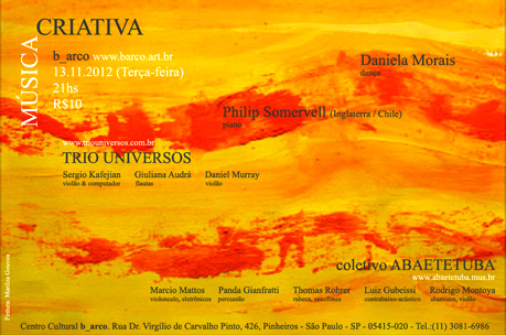 Trio Universos no Centro Cultural B_arco, rua Dr Virgílio de Carvalho Pinto 426, Pinheiros